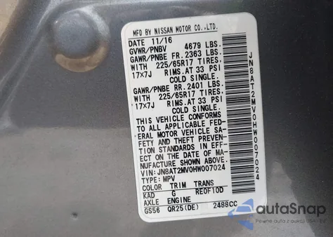 2017 Nissan Rogue S from USA, damaged, VIN JN8AT2MV0HW007024